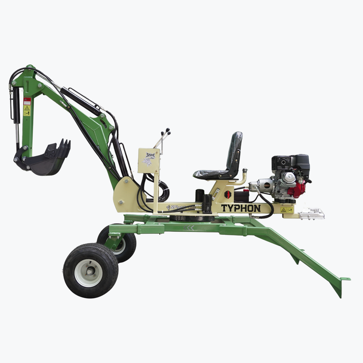 TYPHON Spider One Mini Excavator - EPA Certified Honda GX390, 360° Rotation, Towable