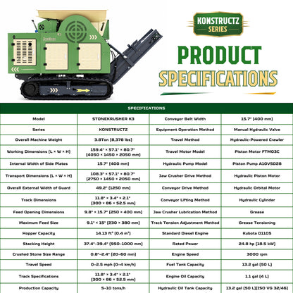 TYPHON STONEKRUSHER K3 Compact Tracked Jaw Crusher – 24.8HP Kubota Diesel  KONSTRUCTZ Series