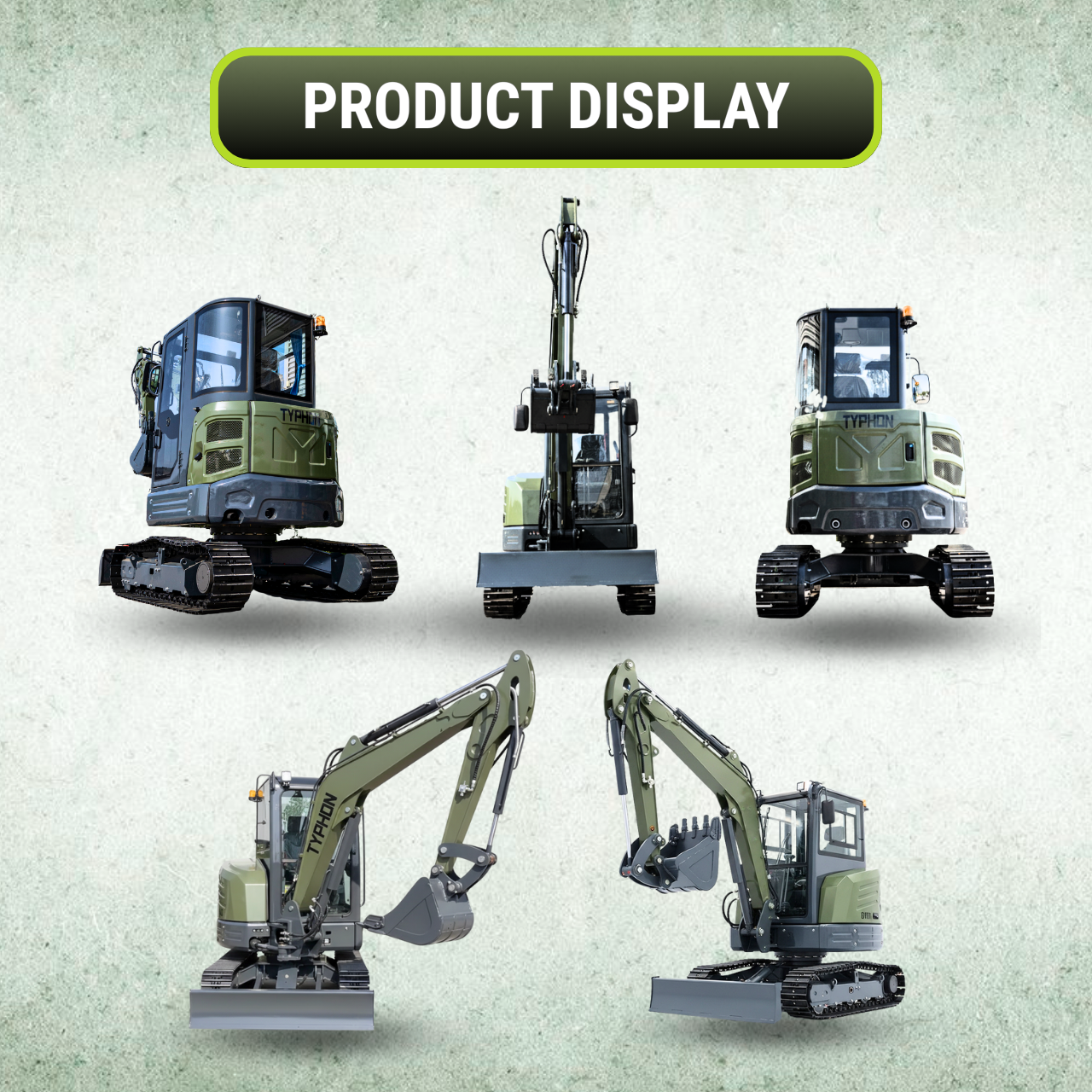 TYPHON KUVOU 4.0 mini excavator Kubota D1703 Diesel engine with 4Ton Operating Weight AC/ Heater