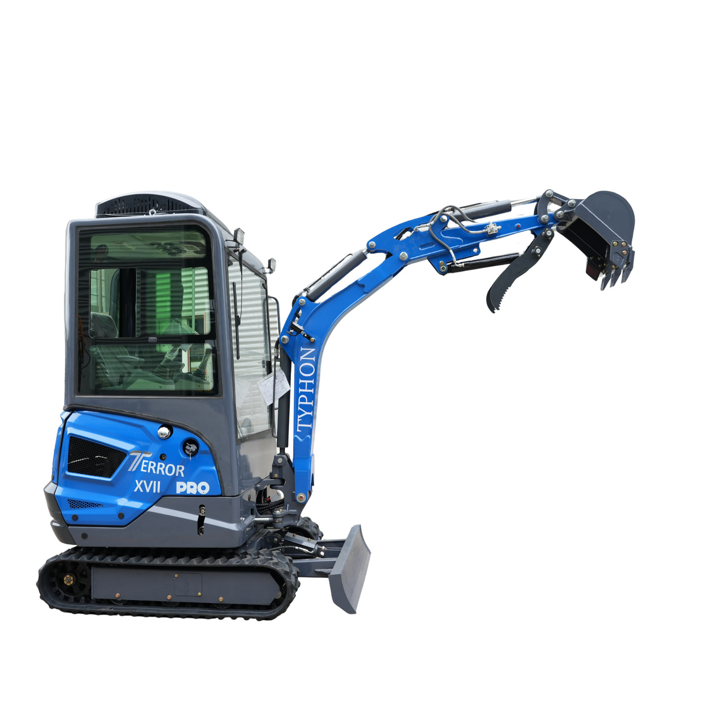 TYPHON TERROR XVII PRO Cabin Mini Excavator  Kubota D902 Diesel Retractable Tracks  Boom Swing AC & Heater