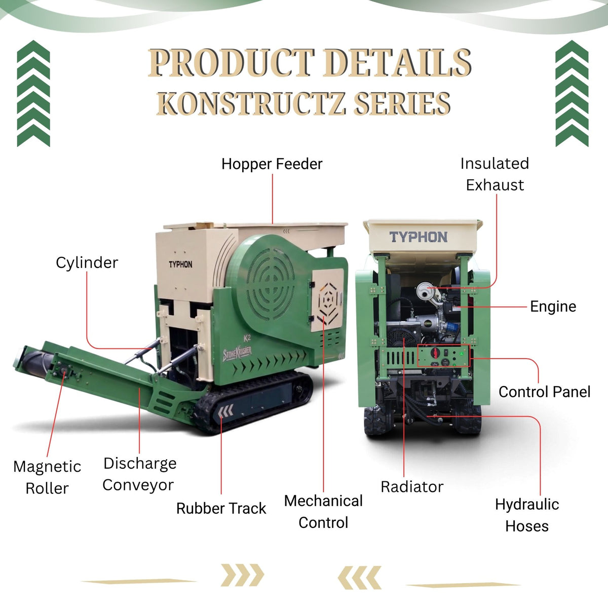 TYPHON STONEKRUSHER K2 Compact Tracked Rock & Concrete Jaw Crusher – 2-5 T/h Honda GX690