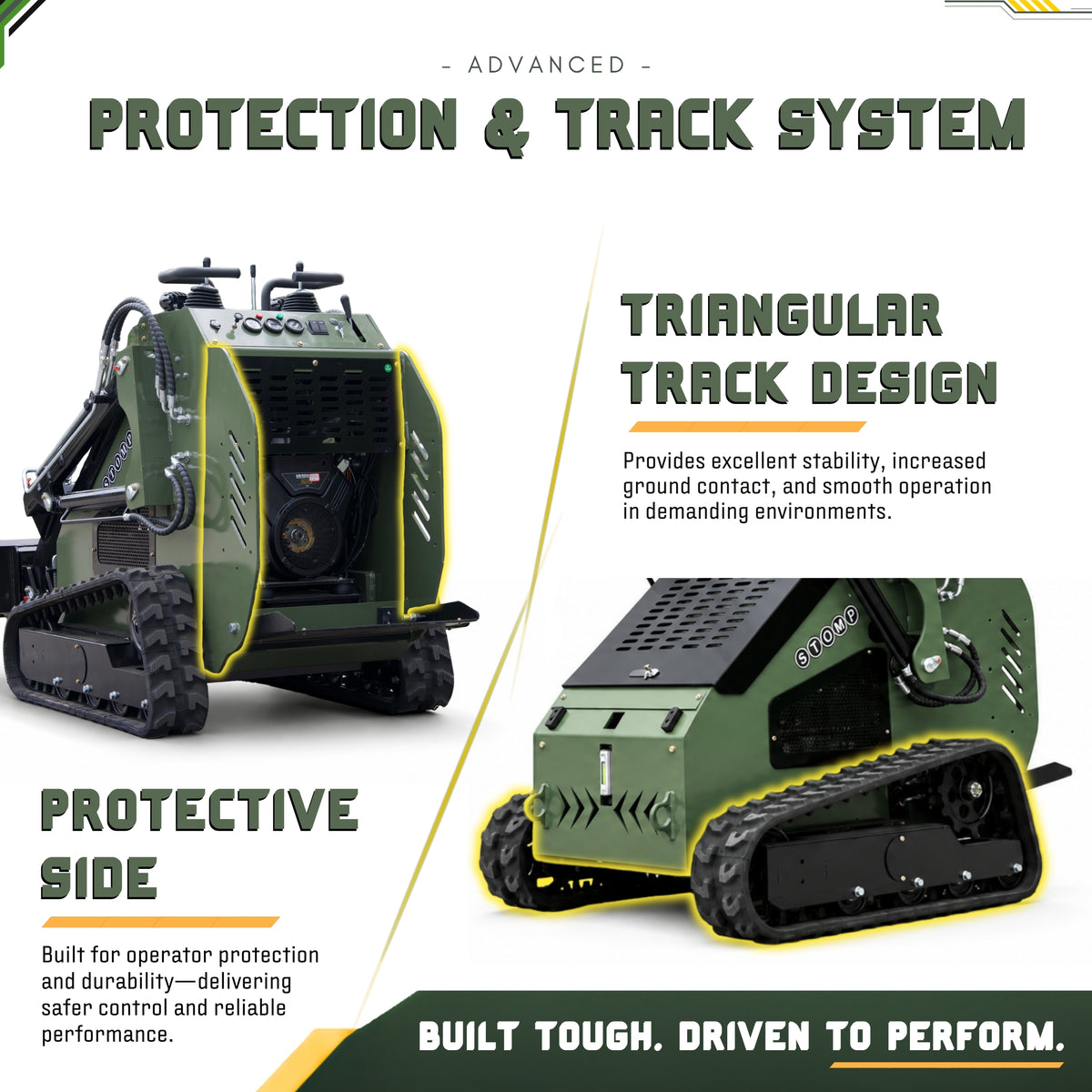 TYPHON STOMP 501 PRO Mini Skid Steer Loader – 23 HP V-Twin, Triangle Rubber Tracks (EPA Certified)