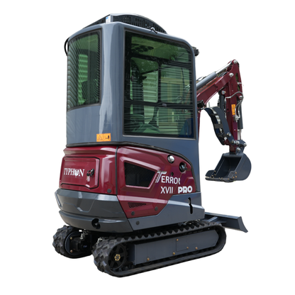 TYPHON TERROR XVII PRO Prestige Mini Excavator  Kubota D902 Diesel Engine  Retractable Rubber Tracks  Swing Boom  Hydraulic Thumb  AC & Heater