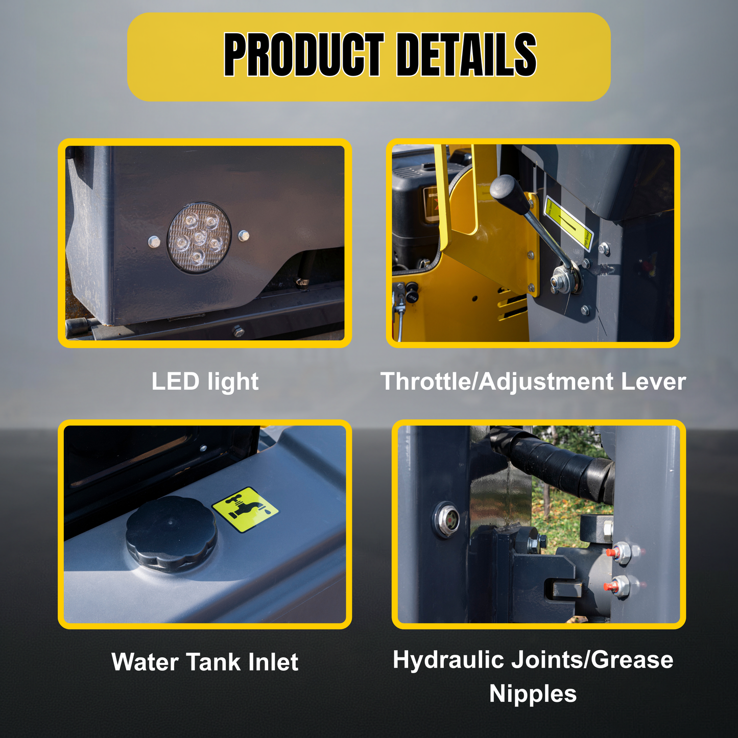 TYPHON Fury 15 Compact Road Roller – Hydraulic Drive, Front Wheel Vibration System, 13.5 hp B&S Gas Engine