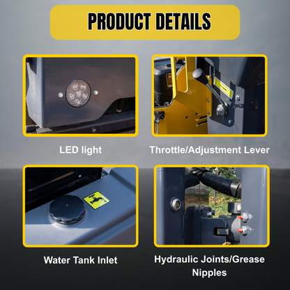 TYPHON Fury 15 Compact Road Roller – Hydraulic Drive, Front Wheel Vibration System, 13.5 hp B&S Gas Engine