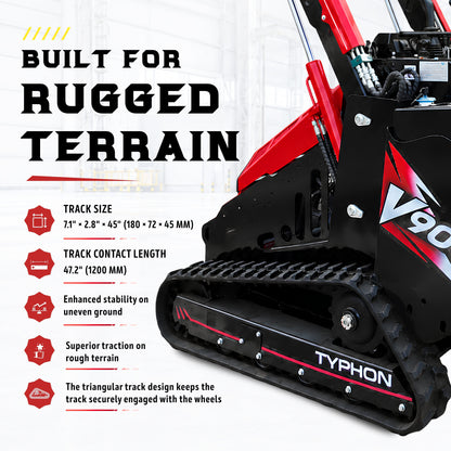 Typhon Stomp V900 Mini Track Loader Kubota D1105 25HP Diesel  Stand-On Skid Steer  EPA / EU Stage V