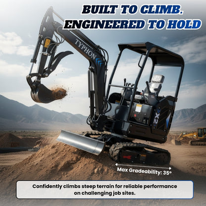 TYPHON TERROR X2 MAX 2.5Ton Mini Excavator&nbsp; Yanmar Engine, Hydraulic Oil-Cooled, Boom Swing, Retractable Tracks - New Excavator For Sale