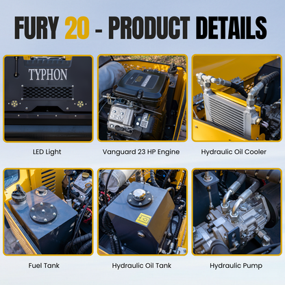 Fury 20 Mini Road Roller Hydraulic Two Wheel Drive, Front Wheel Vibration System, 23 hp B&S Engine USA