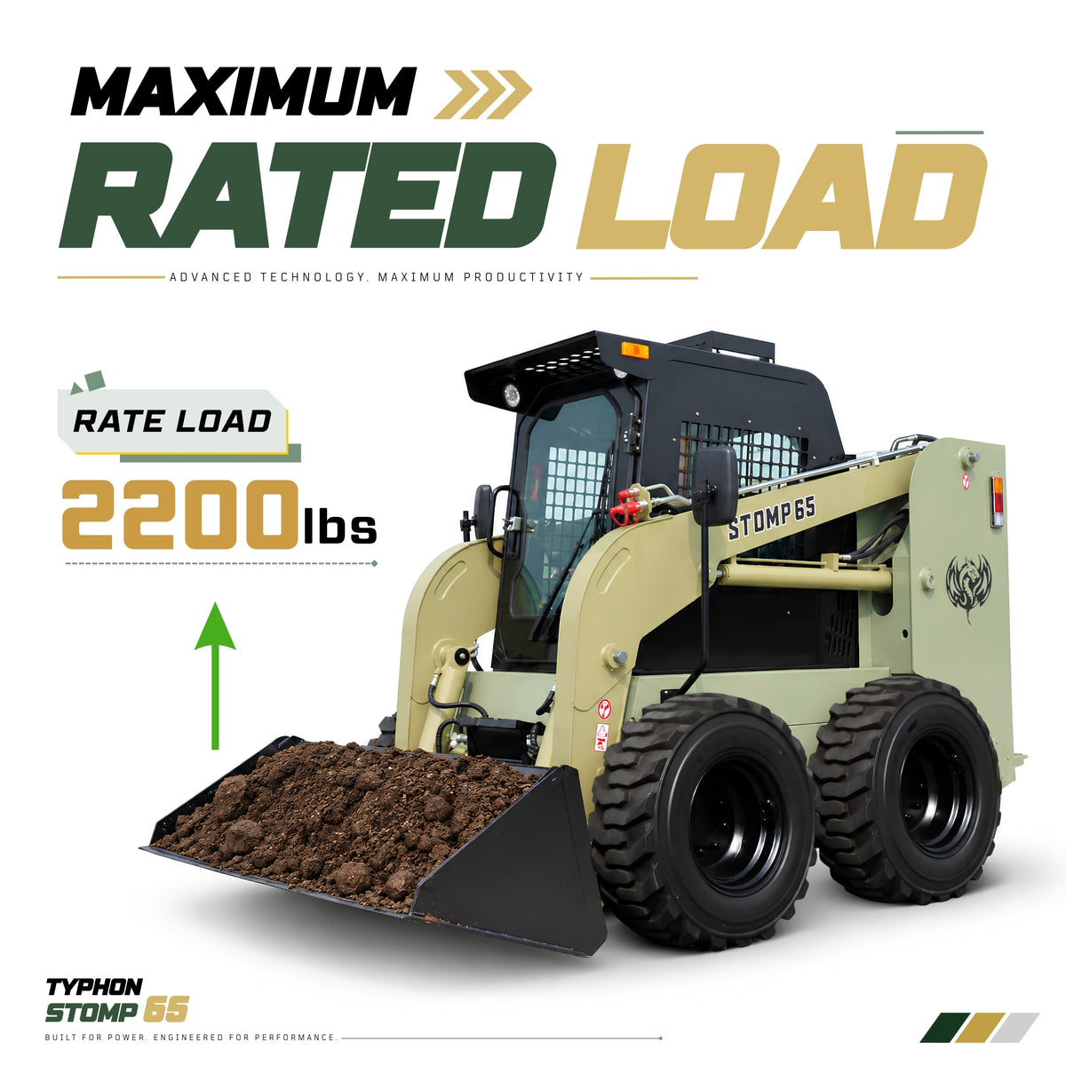TYPHON STOMP 65 PROPACT Series Wheel Skid Steer Loader - 74 HP Cummins Diesel, Dual Hydraulics, Enclosed A/C Cab