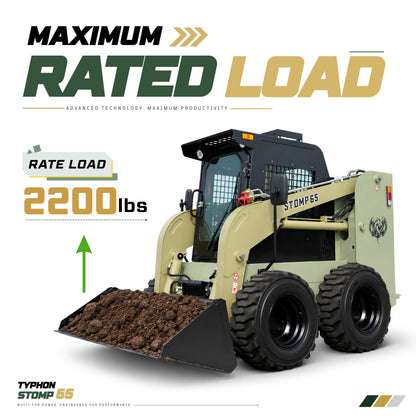 TYPHON STOMP 65 PROPACT Series Wheel Skid Steer Loader - 74 HP Cummins Diesel, Dual Hydraulics, Enclosed A/C Cab