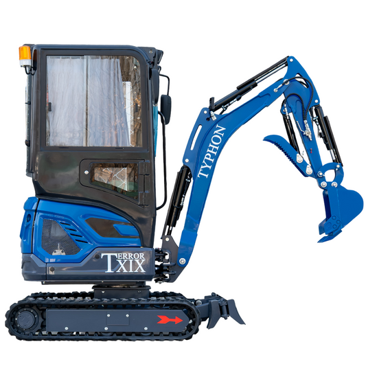 TYPHON TERROR XIX Prestige, 20.4 HP Kubota D902 4200lbs Mini Excavator with Boom Swing, Retractable Tracks, and Heater Cabin