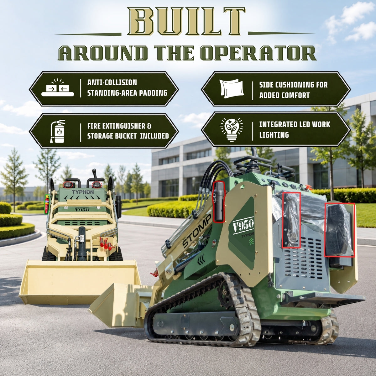 TYPHON STOMP V950 25HP Kubota Diesel Mini Skid Steer Track Loader – Konstructz Series