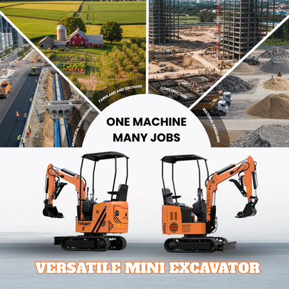 TYPHON TYRANT X 1-Ton Mini Excavator 13.5HP Briggs & Stratton Engine, Hydraulic Thumb Clip, Dozer Blade, 360° Body Swing - New Excavator For Sale