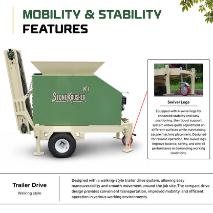 TYPHON STONEKRUSHER K1 Compact Rock Crusher 11.7 HP Honda GX390  KONSTRUCTZ SERIES