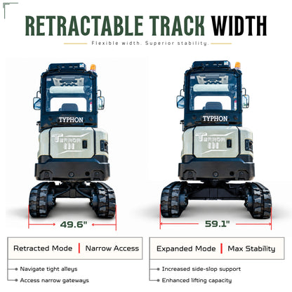 TYPHON TERROR III PROPACT Series Mini Excavator 6,000 lb Kubota D1105, Zero Tail Swing, AC/Heater