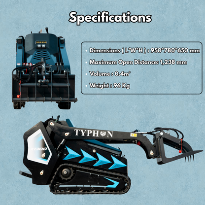 Hydraulic Log & Wood Grabber Attachment for Mini Skid Steer  Fits TYPHON STOMP X1300 & 509 - New Excavator For Sale