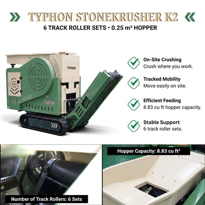 TYPHON STONEKRUSHER K2 Compact Tracked Rock & Concrete Jaw Crusher – 2-5 T/h Honda GX690