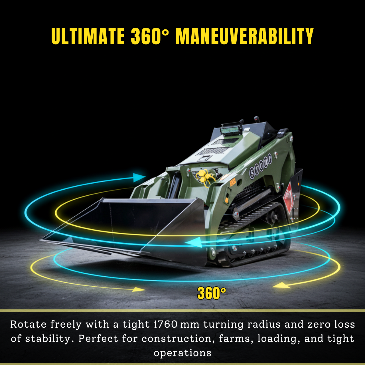 TYPHON Stomp V1000 Skid steer Loader24HP Kubota D1105 water-cooled Diesel Pilot control LED