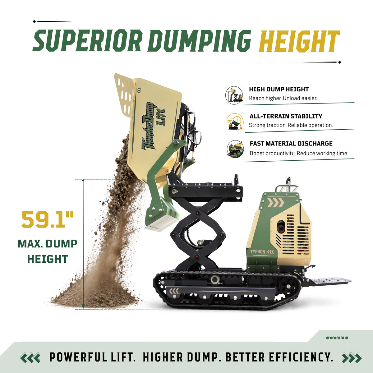 TYPHON ThunderDump Lift KONSTRUCTZ Series Compact Tracked Dumper Honda GX390, 2,205 lb Capacity