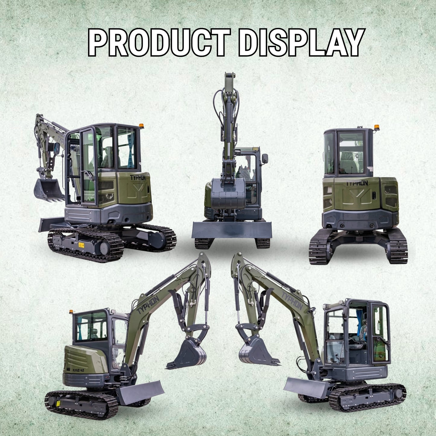 TYPHON KUVOU 4.0 mini excavator Kubota D1703 Diesel engine with 4Ton Operating Weight AC/ Heater - New Excavator For Sale