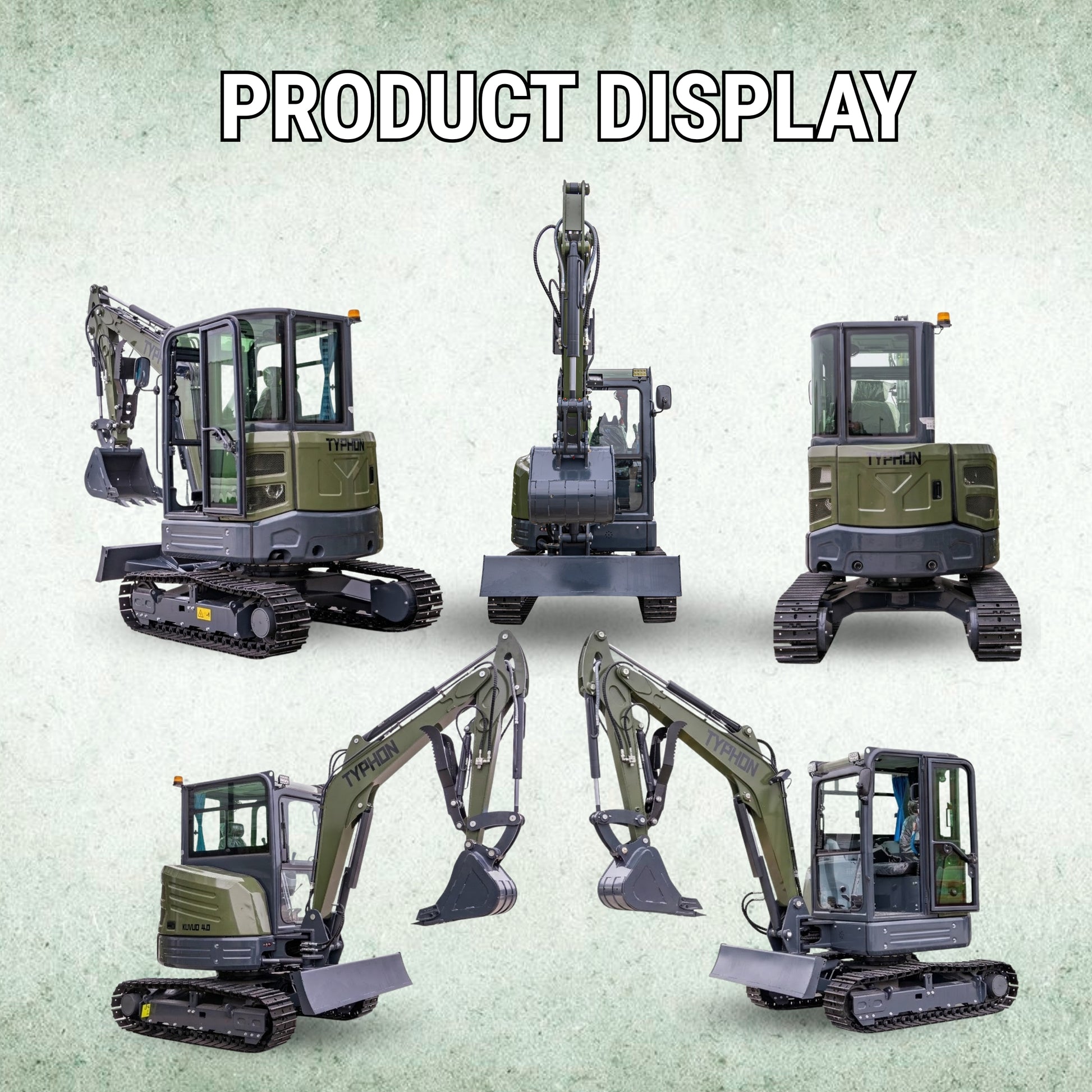 TYPHON KUVOU 4.0 mini excavator Kubota D1703 Diesel engine with 4Ton Operating Weight AC/ Heater - New Excavator For Sale
