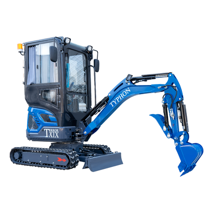 TYPHON TERROR XIX Prestige, 20.4 HP Kubota D902 4200lbs Mini Excavator with Boom Swing, Retractable Tracks, and Heater Cabin