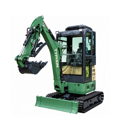 TYPHON KUVOU 2.7 - 5,300 lb Mini Excavator with Kubota D1105, Enclosed A/C & Heater Cab, Retractable Metal Tracks & Full Pilot Controls - New Excavator For Sale
