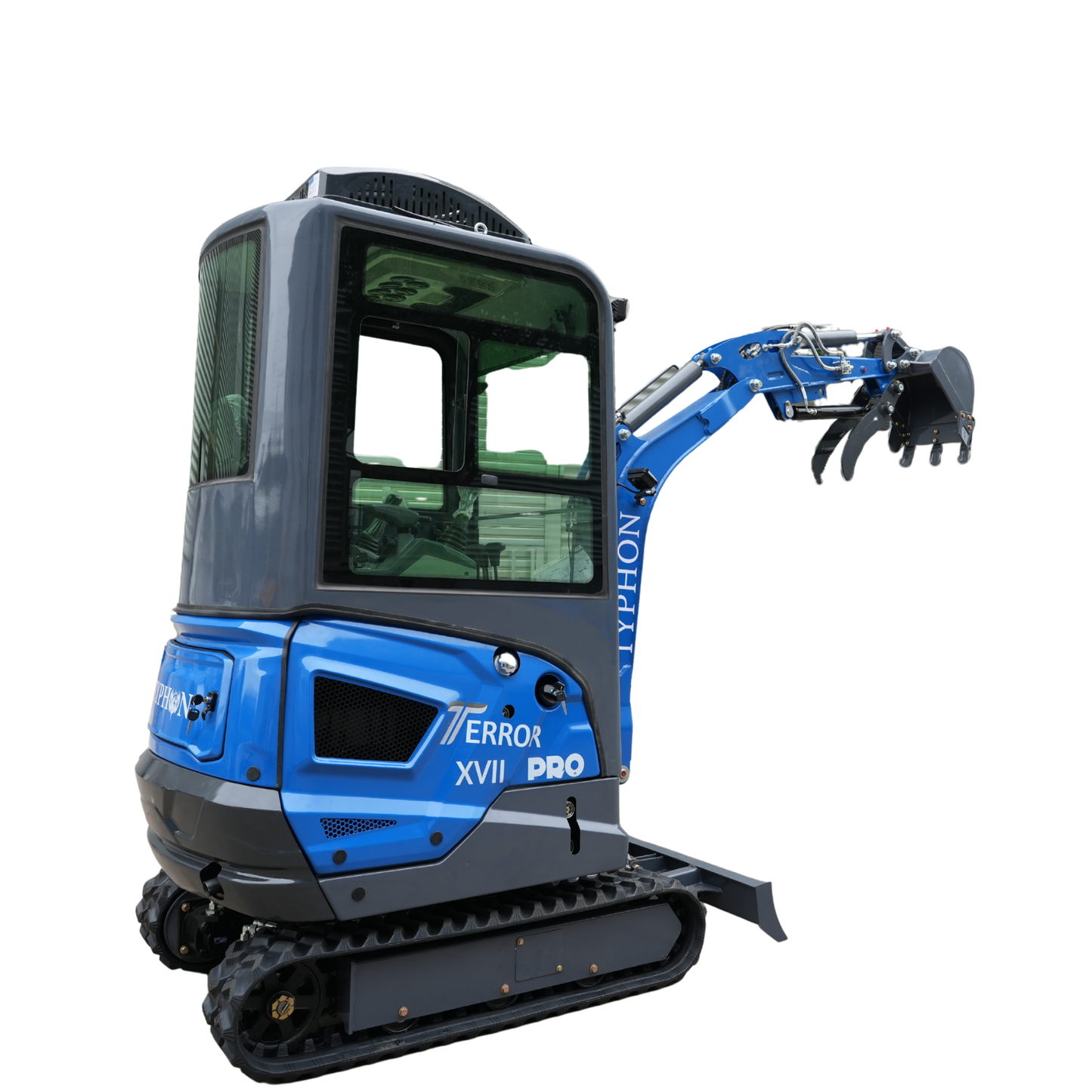 TYPHON TERROR XVII PRO Cabin Mini Excavator  Kubota D902 Diesel Retractable Tracks  Boom Swing AC & Heater