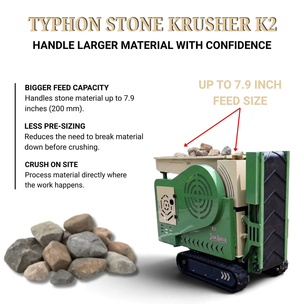 TYPHON STONEKRUSHER K2 Compact Tracked Rock & Concrete Jaw Crusher – 2-5 T/h Honda GX690