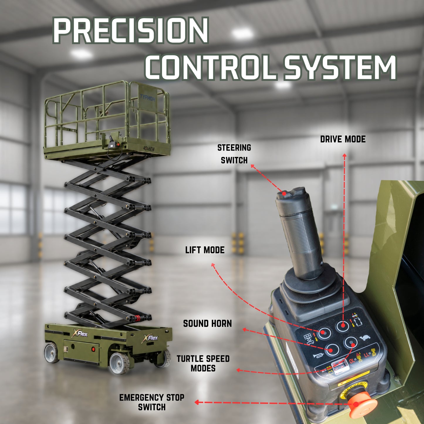 TYPHON xFlex-4046EW 2.6 Ton Electric Wheel Scissor Lift&nbsp; 40 ft Max Platform Height&nbsp; 35.4" Platform Extension