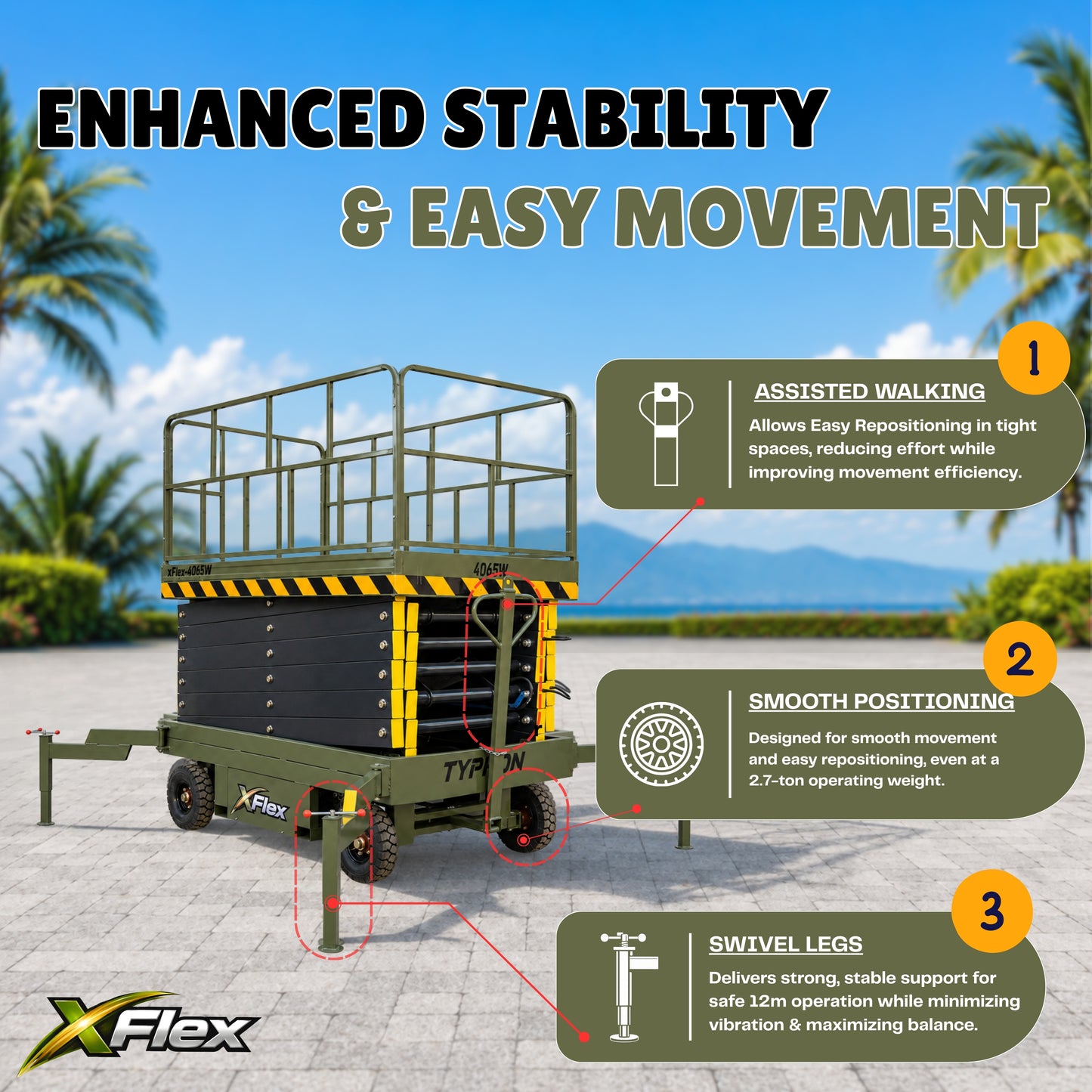 TYPHON xFlex-4065W Walk-behind Scissor Lift 40 ft lifting