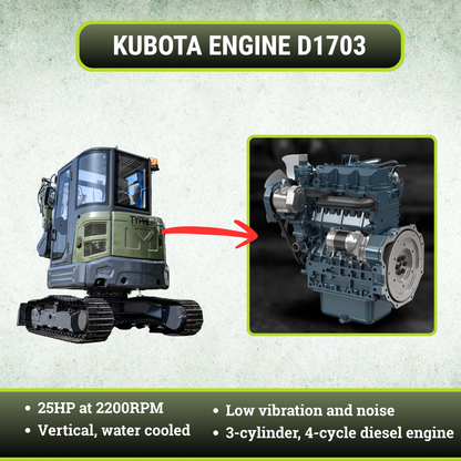 TYPHON KUVOU 4.0 mini excavator Kubota D1703 Diesel engine with 4Ton Operating Weight AC/ Heater