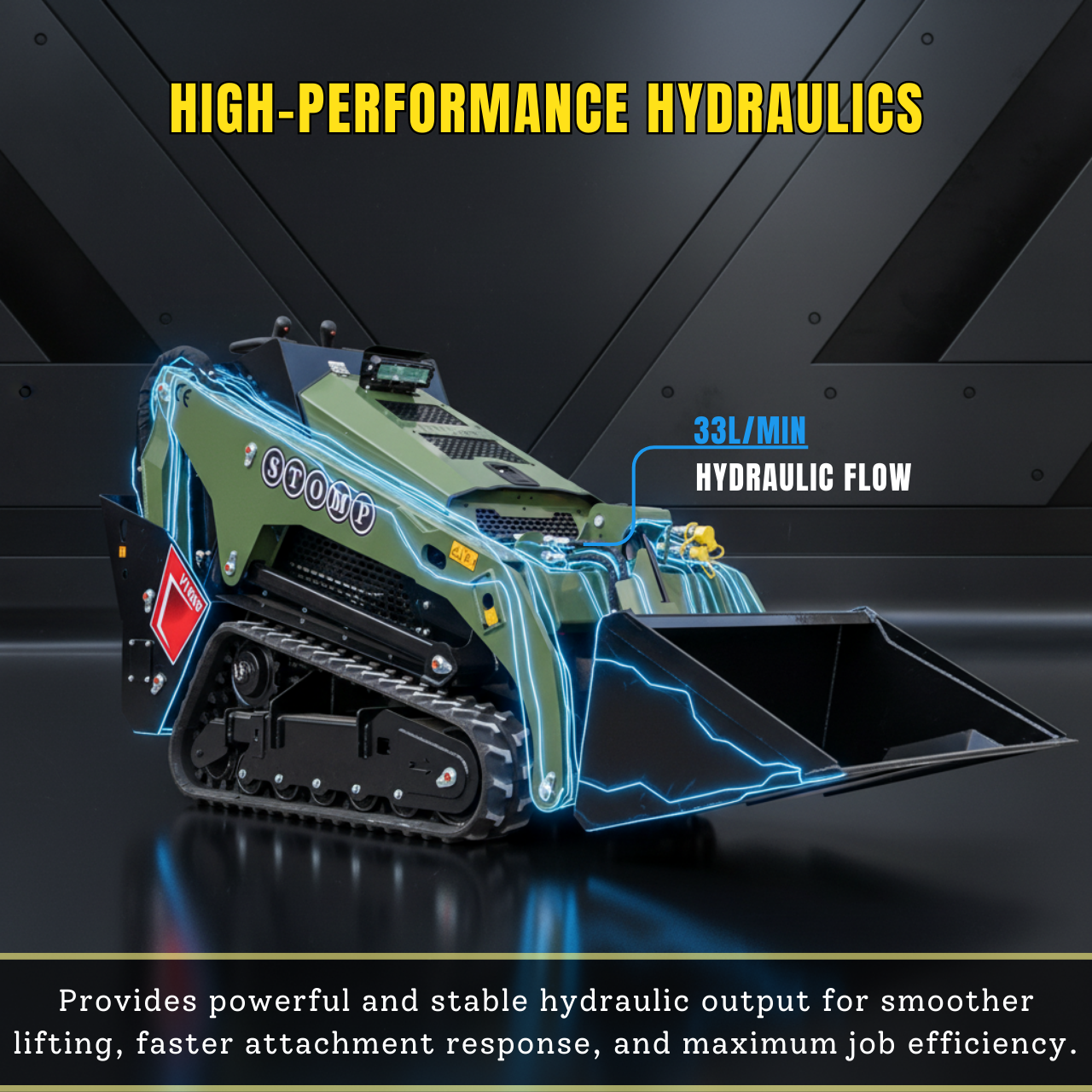 TYPHON Stomp V1000 Skid steer Loader24HP Kubota D1105 water-cooled Diesel Pilot control LED