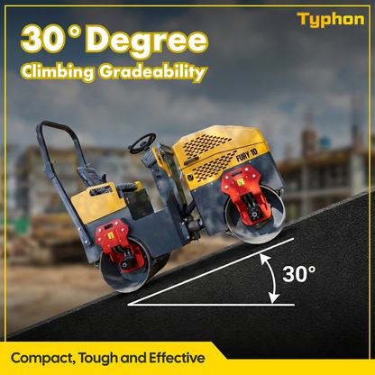 TYPHON Road Roller 10 – 1 Ton, 13.5 HP Briggs & Stratton, Hydraulic Drive, One-Key Vibration