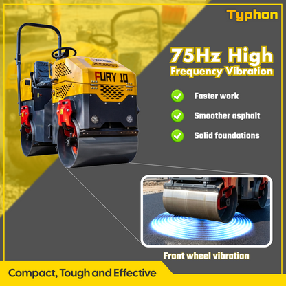 TYPHON Road Roller 10 – 1 Ton, 13.5 HP Briggs & Stratton, Hydraulic Drive, One-Key Vibration