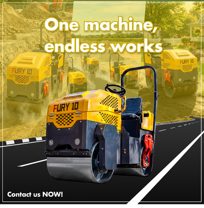 TYPHON Road Roller 10 – 1 Ton, 13.5 HP Briggs & Stratton, Hydraulic Drive, One-Key Vibration