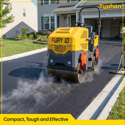TYPHON Road Roller 10 – 1 Ton, 13.5 HP Briggs & Stratton, Hydraulic Drive, One-Key Vibration