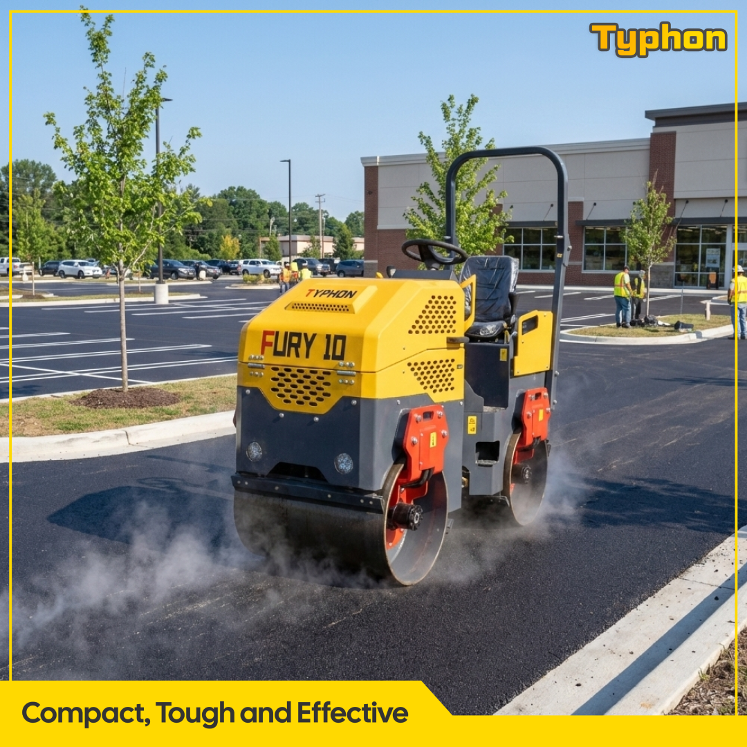 TYPHON Road Roller 10 – 1 Ton, 13.5 HP Briggs & Stratton, Hydraulic Drive, One-Key Vibration