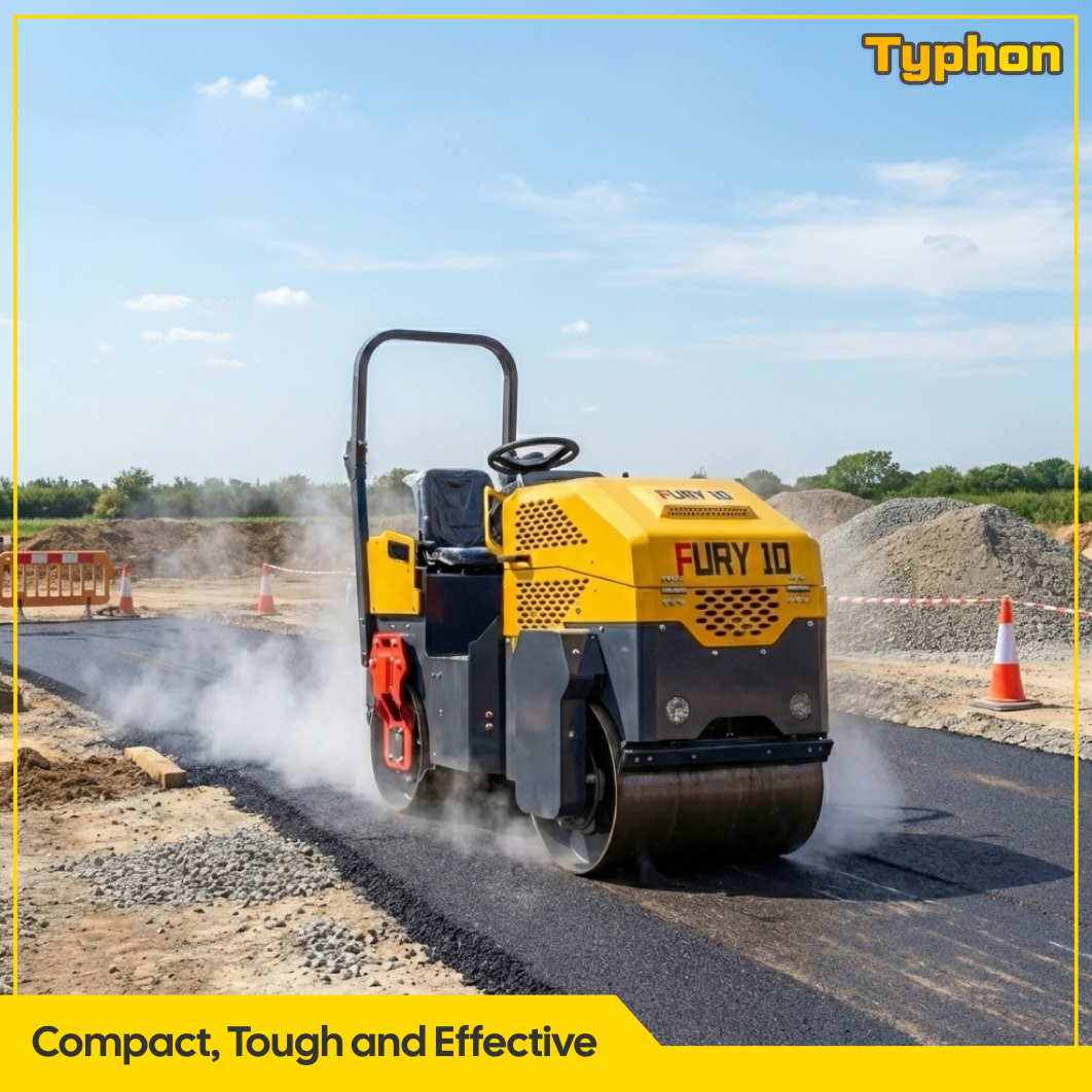 TYPHON Road Roller 10 – 1 Ton, 13.5 HP Briggs & Stratton, Hydraulic Drive, One-Key Vibration