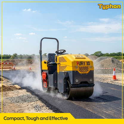 TYPHON Road Roller 10 – 1 Ton, 13.5 HP Briggs & Stratton, Hydraulic Drive, One-Key Vibration