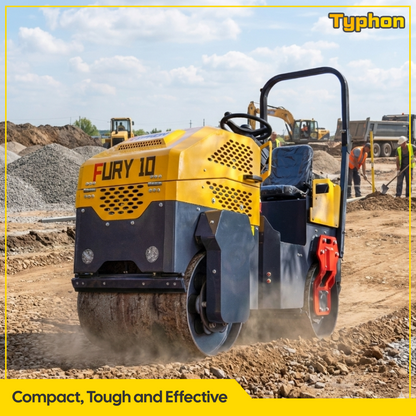 TYPHON Road Roller 10 – 1 Ton, 13.5 HP Briggs & Stratton, Hydraulic Drive, One-Key Vibration