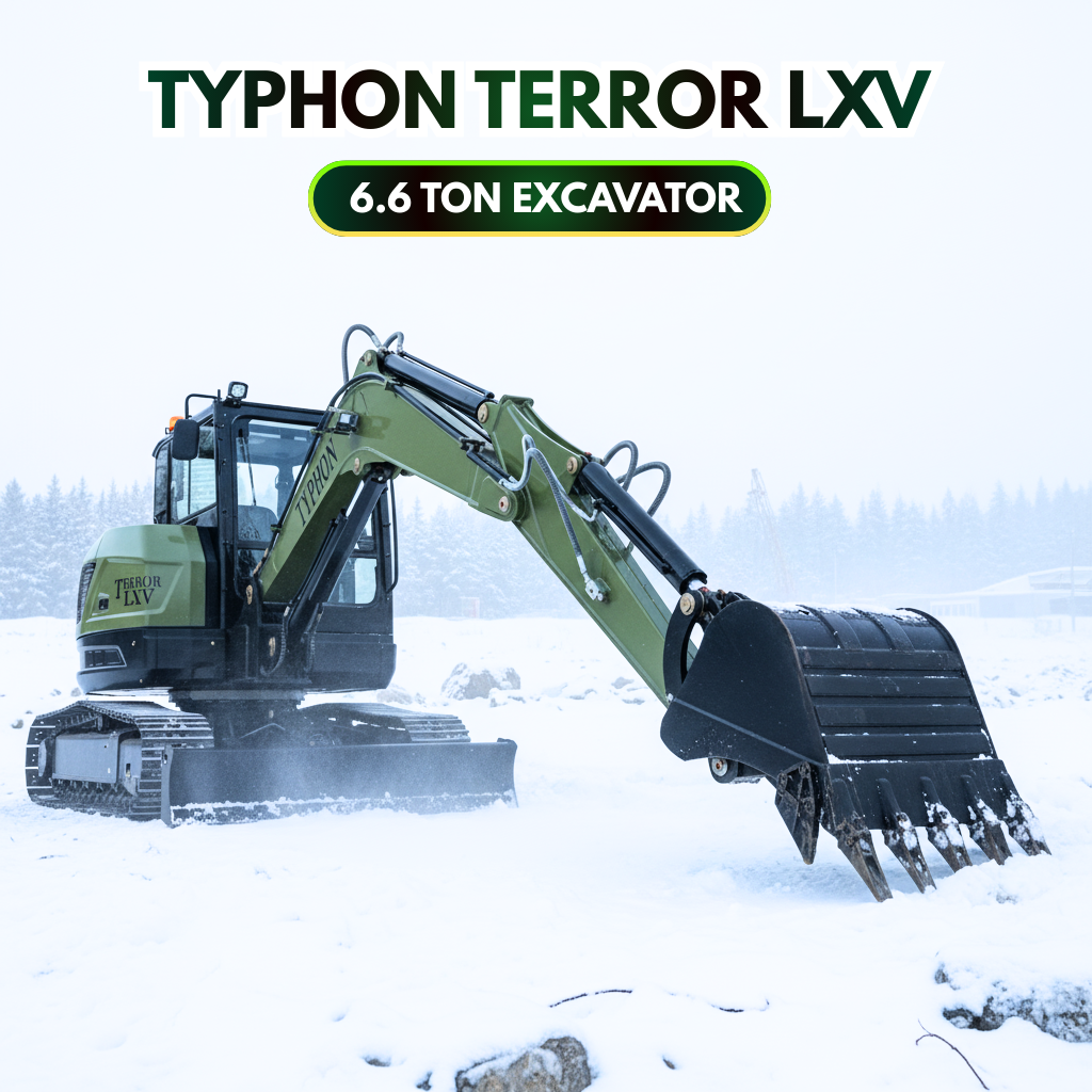 TYPHON TERROR LXV 6.6 Ton Mini Excavator Kubota V2607 56.9HP AC/Heater Cabin Boom Swing Two Speed Travel 0.23m³ Bucket  Heavy Duty Construction Machine