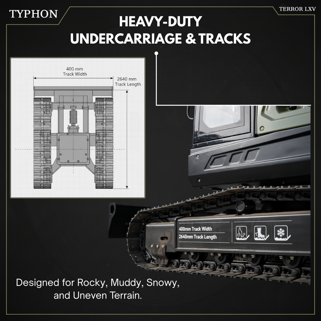 TYPHON TERROR LXV 6.6 Ton Mini Excavator Kubota V2607 56.9HP AC/Heater Cabin Boom Swing Two Speed Travel 0.23m³ Bucket  Heavy Duty Construction Machine