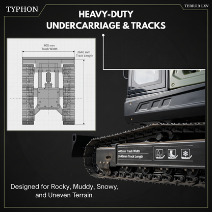 TYPHON TERROR LXV 6.6 Ton Mini Excavator Kubota V2607 56.9HP AC/Heater Cabin Boom Swing Two Speed Travel 0.23m³ Bucket  Heavy Duty Construction Machine