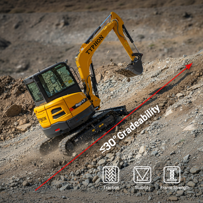 TYPHON NAGA 4.0 Mini Excavator 4-Ton Class with YANMAR 3TNV88F Engine, Zero Tail Swing, High Breakout Force, Advanced Hydraulics & Operator-Friendly Cabin