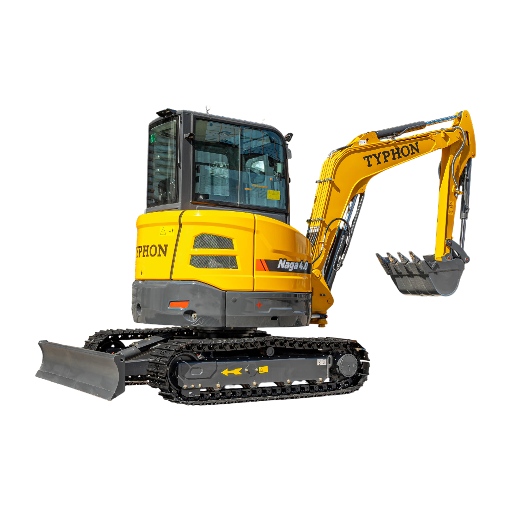 TYPHON NAGA 4.0 Mini Excavator 4-Ton Class with YANMAR 3TNV88F Engine, Zero Tail Swing, High Breakout Force, Advanced Hydraulics & Operator-Friendly Cabin