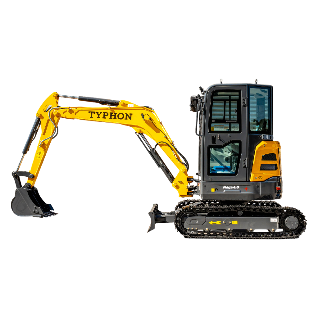 TYPHON NAGA 4.0 Mini Excavator 4-Ton Class with YANMAR 3TNV88F Engine, Zero Tail Swing, High Breakout Force, Advanced Hydraulics & Operator-Friendly Cabin