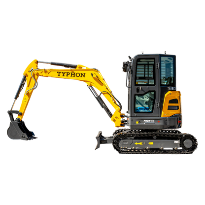 TYPHON NAGA 4.0 Mini Excavator 4-Ton Class with YANMAR 3TNV88F Engine, Zero Tail Swing, High Breakout Force, Advanced Hydraulics & Operator-Friendly Cabin