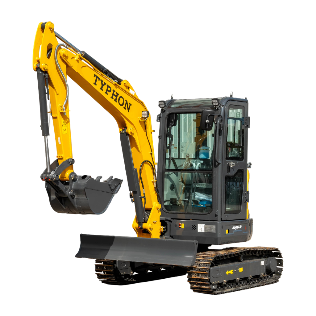 TYPHON NAGA 4.0 Mini Excavator 4-Ton Class with YANMAR 3TNV88F Engine, Zero Tail Swing, High Breakout Force, Advanced Hydraulics & Operator-Friendly Cabin