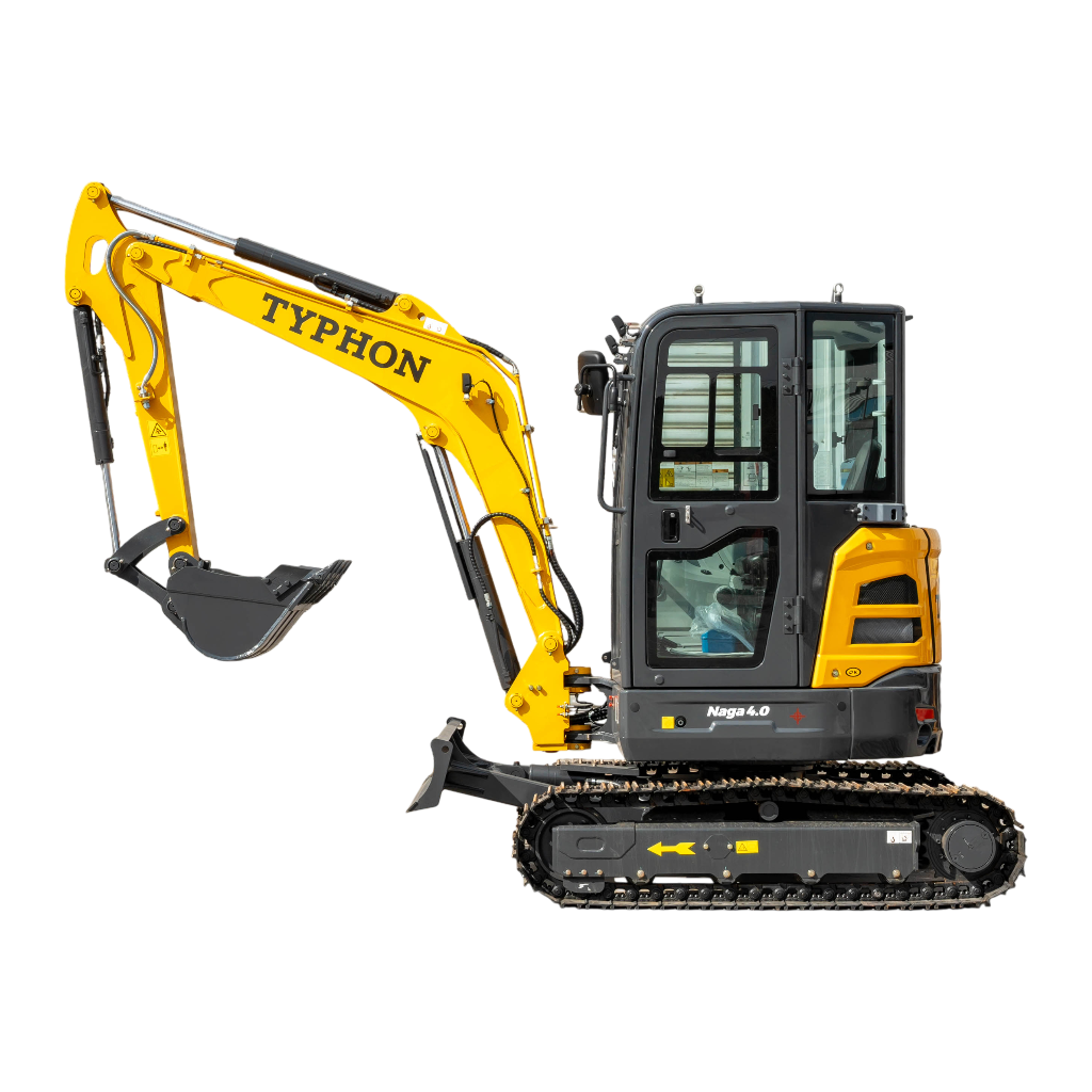 TYPHON NAGA 4.0 Mini Excavator 4-Ton Class with YANMAR 3TNV88F Engine, Zero Tail Swing, High Breakout Force, Advanced Hydraulics & Operator-Friendly Cabin
